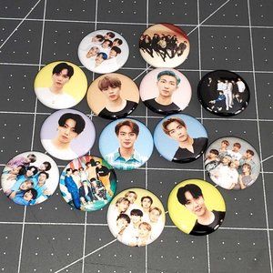 14 BTS Buttons Pins K-Pop Kpop 1 Inch Pin Mini Button Jungkook Jin V Jimin Suga